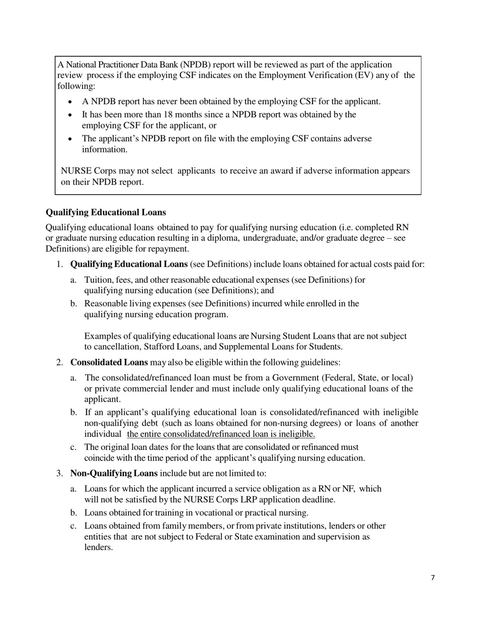 Application and Program Guidance - Nurse Corps Loan Repayment Program, Page 8