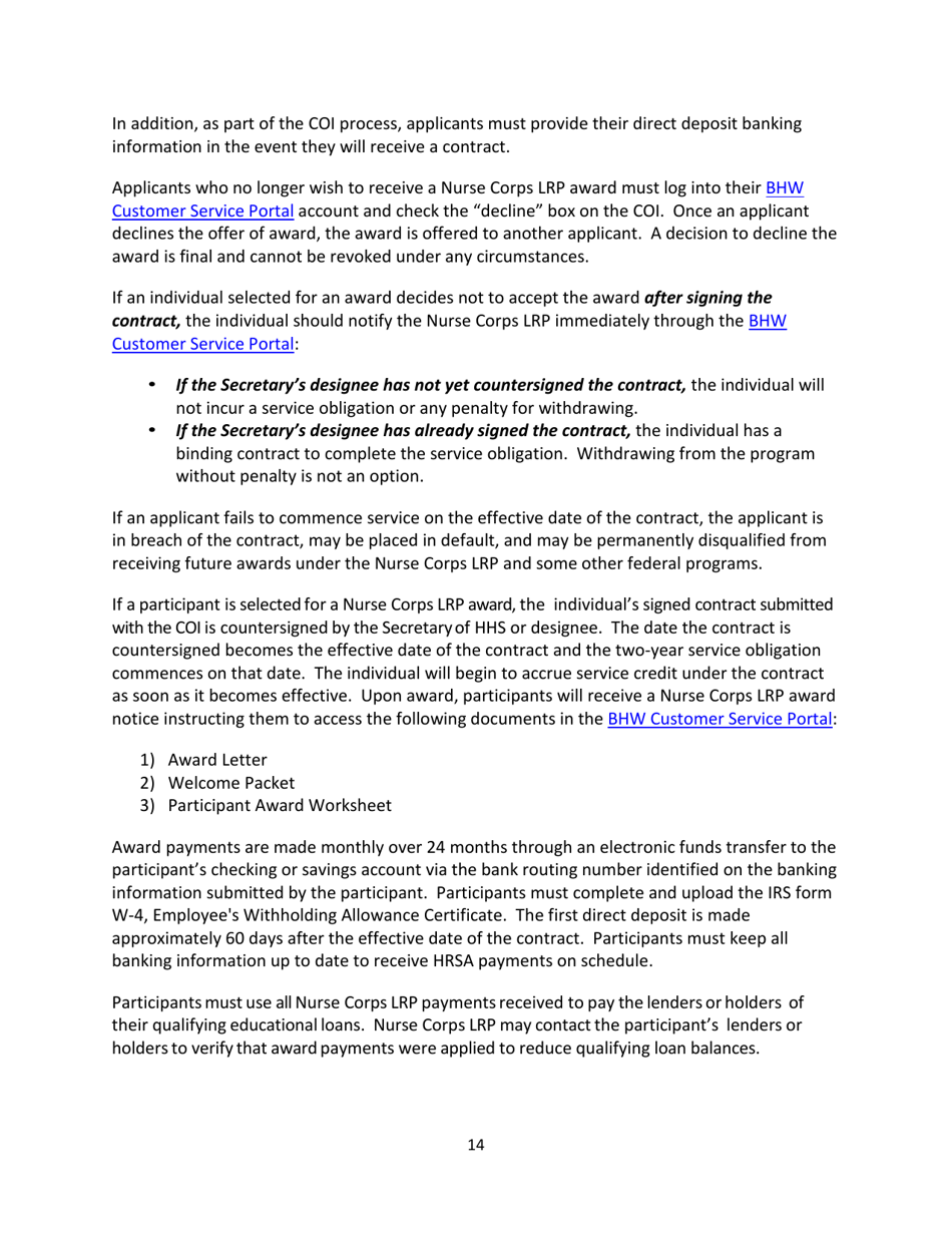 Application and Program Guidance - Nurse Corps Loan Repayment Program, Page 14