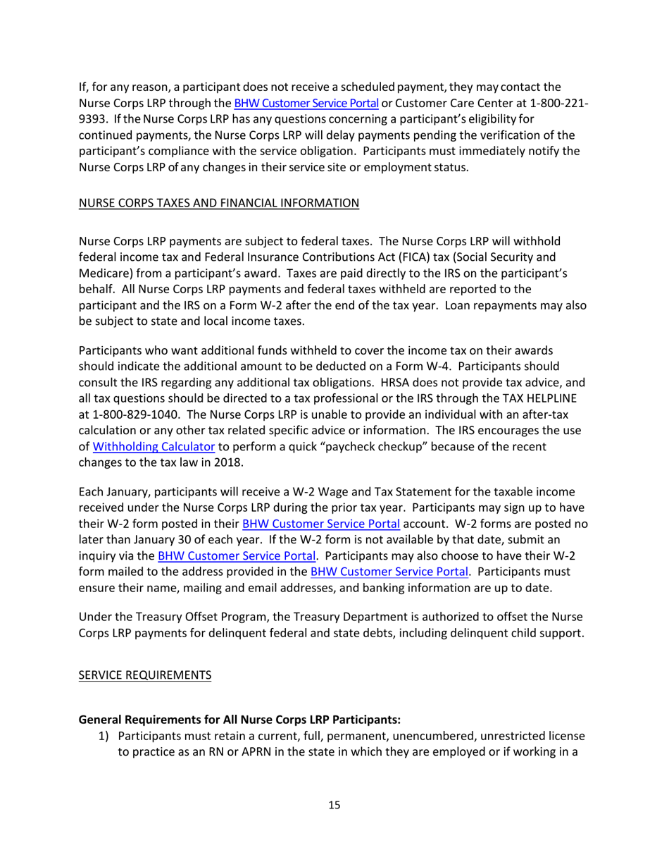 Application and Program Guidance - Nurse Corps Loan Repayment Program, Page 15