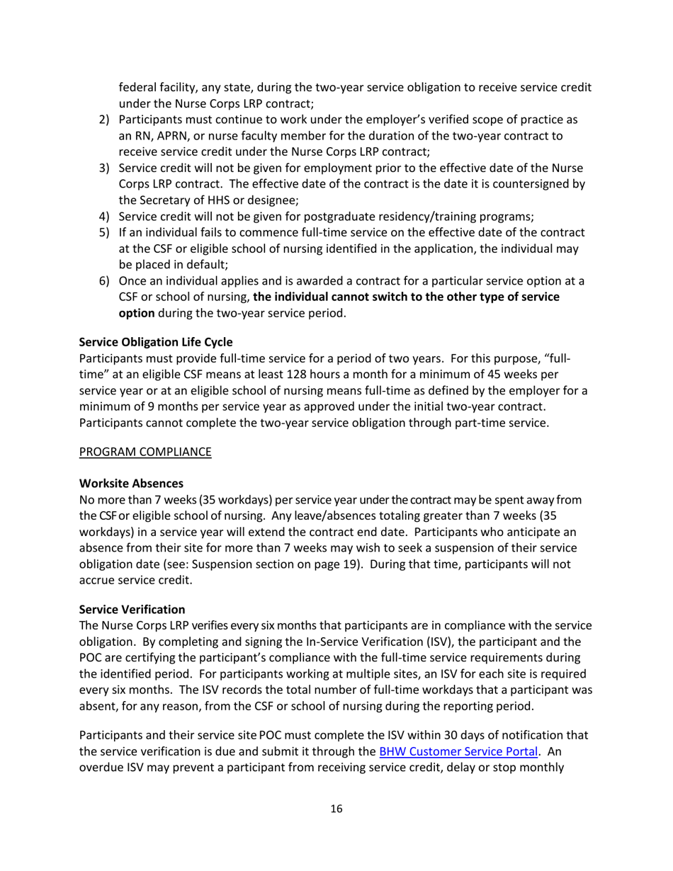 Application and Program Guidance - Nurse Corps Loan Repayment Program, Page 16
