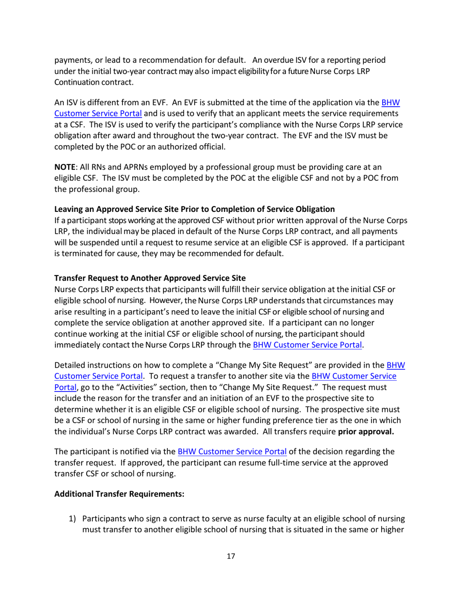 Application and Program Guidance - Nurse Corps Loan Repayment Program, Page 17