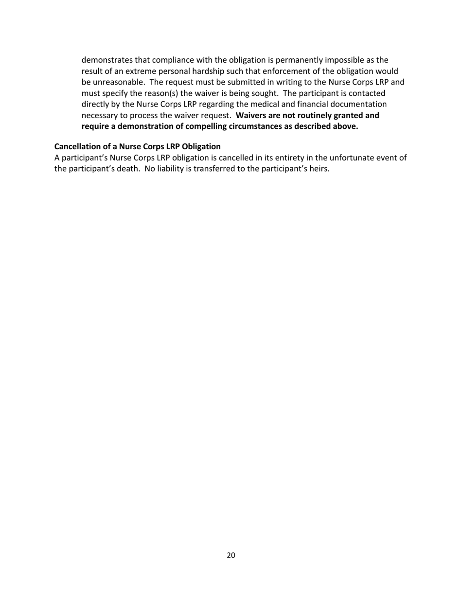 Application and Program Guidance - Nurse Corps Loan Repayment Program, Page 20
