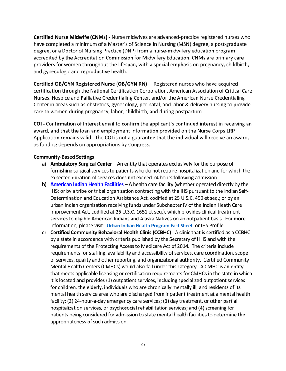 Application and Program Guidance - Nurse Corps Loan Repayment Program, Page 27