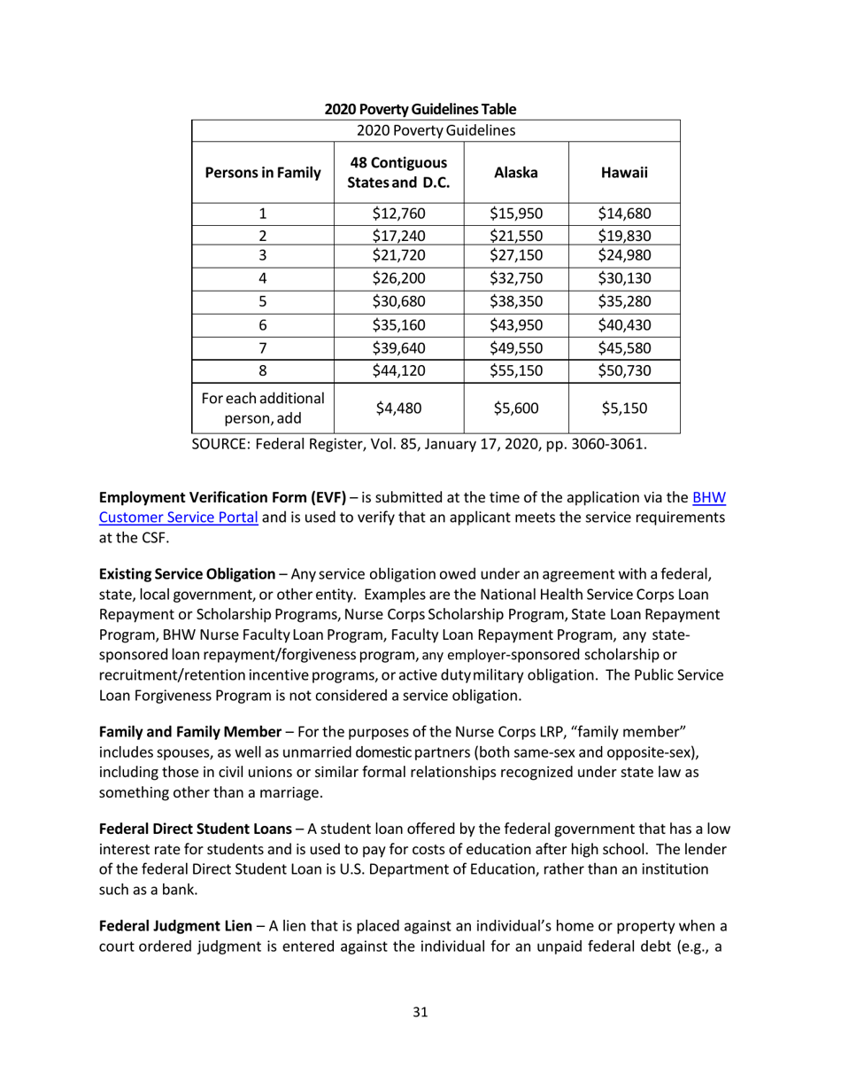 Application and Program Guidance - Nurse Corps Loan Repayment Program, Page 31