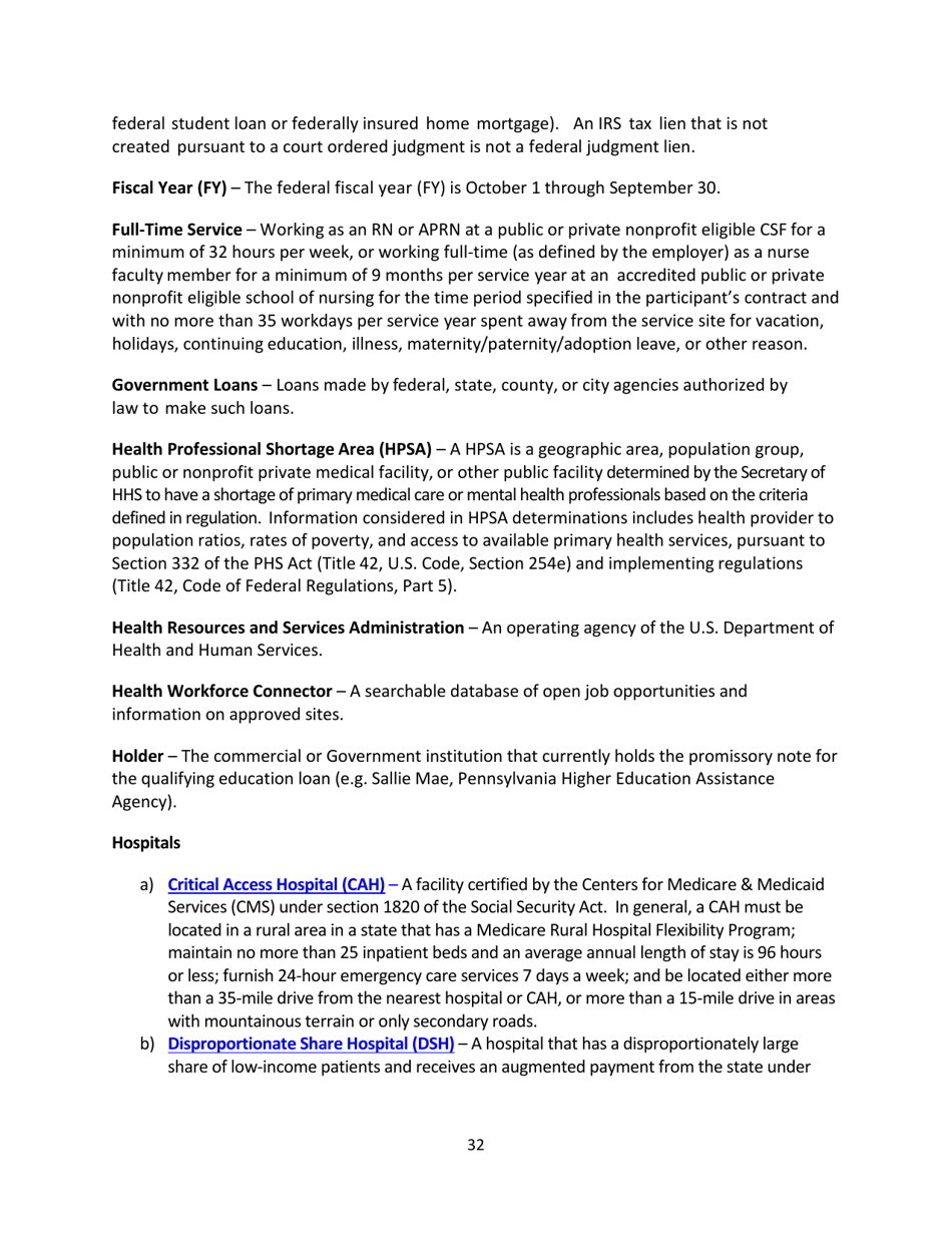 Application and Program Guidance - Nurse Corps Loan Repayment Program, Page 32