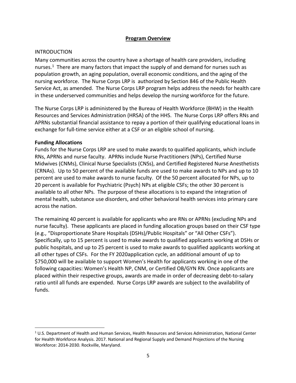 Application and Program Guidance - Nurse Corps Loan Repayment Program, Page 5