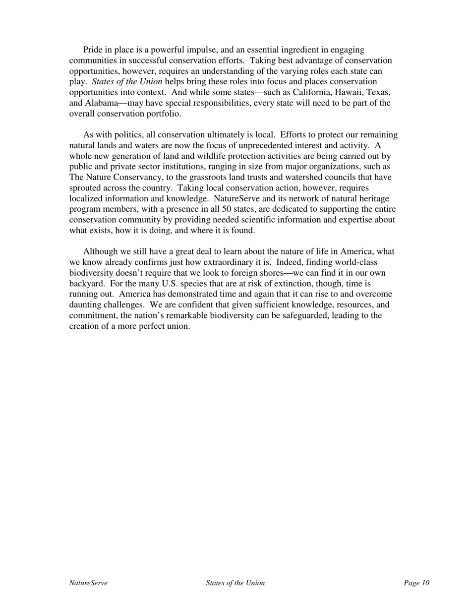States of the Union:ranking Americas Biodiversity - the Nature Conservancy, Page 12