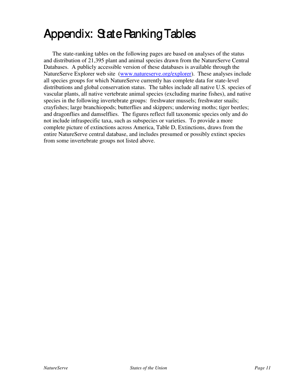 States of the Union:ranking Americas Biodiversity - the Nature Conservancy, Page 13