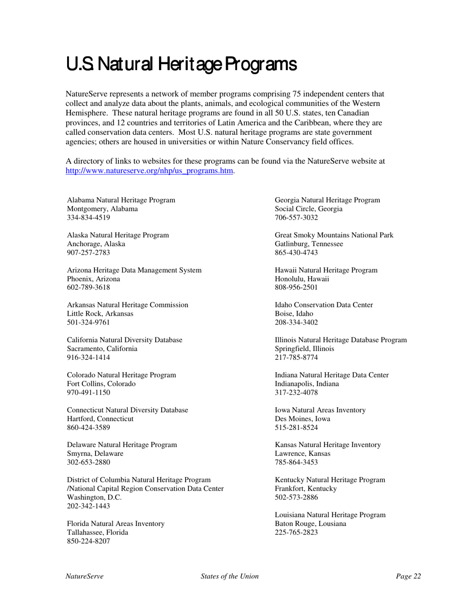 States of the Union:ranking Americas Biodiversity - the Nature Conservancy, Page 24