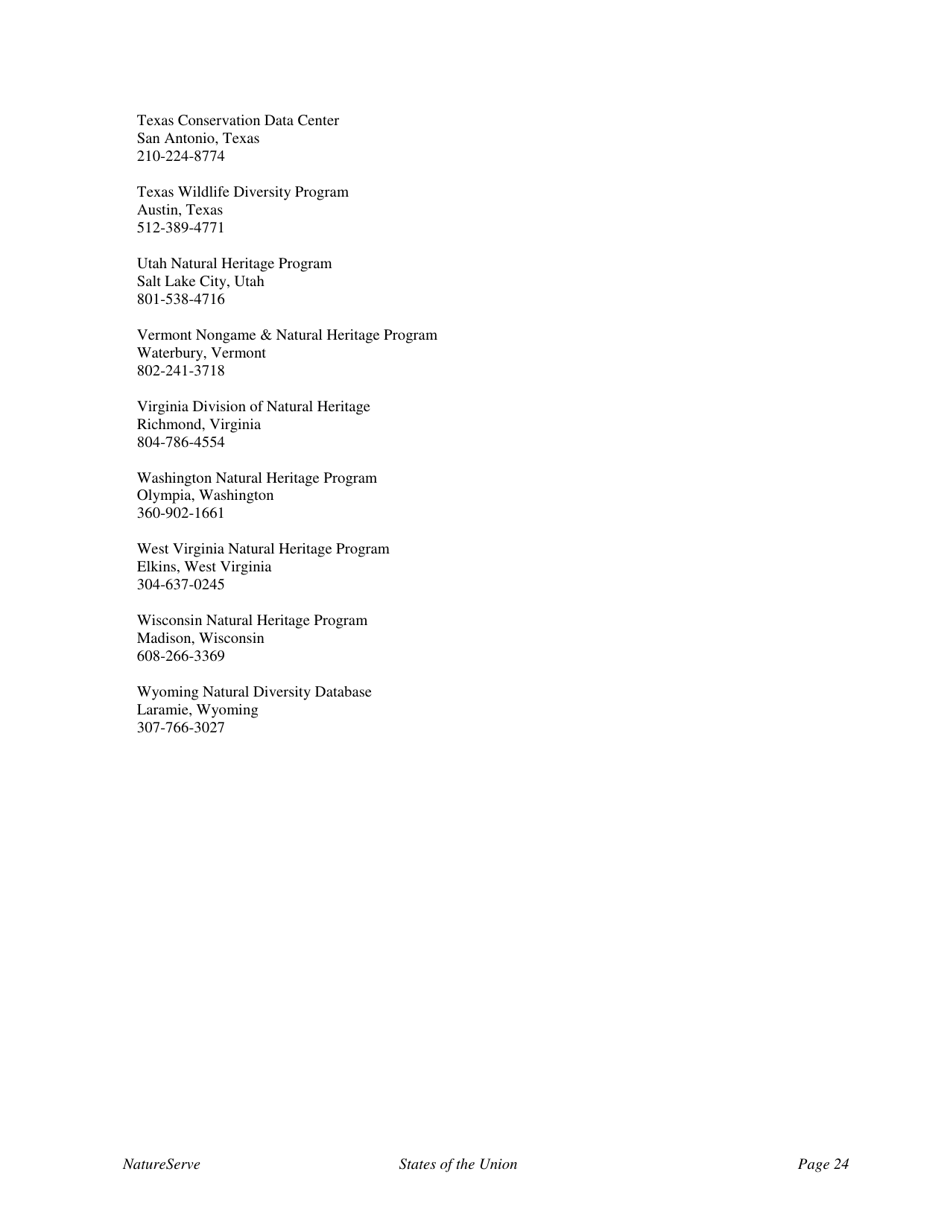 States of the Union:ranking Americas Biodiversity - the Nature Conservancy, Page 26