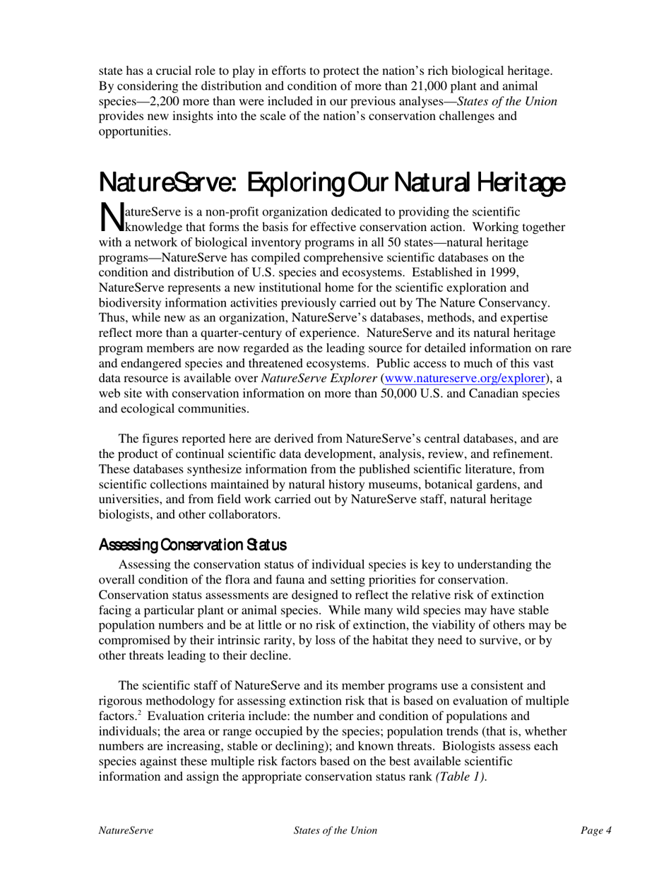 States of the Union:ranking Americas Biodiversity - the Nature Conservancy, Page 6