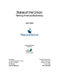 Document preview: States of the Union:ranking America's Biodiversity - the Nature Conservancy