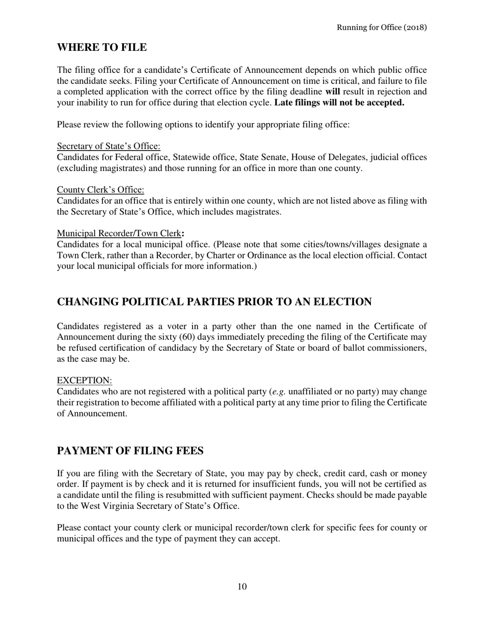Running for Office in West Virginia - West Virginia, Page 11
