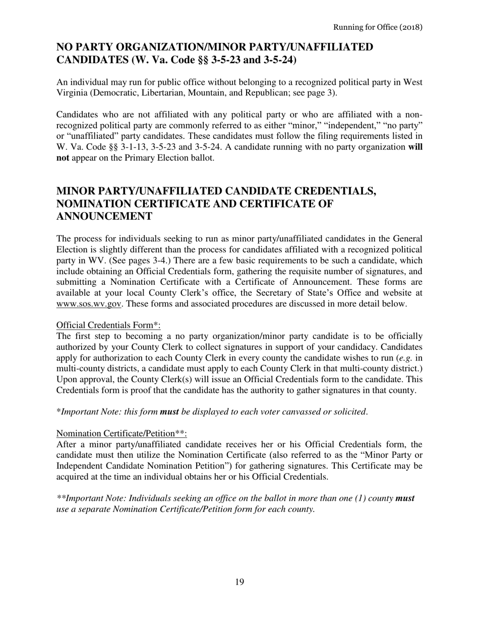 Running for Office in West Virginia - West Virginia, Page 20