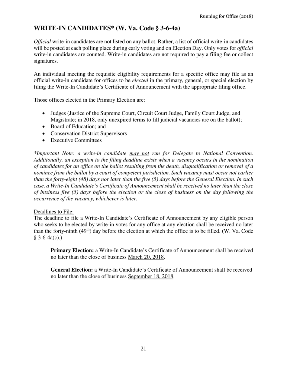 Running for Office in West Virginia - West Virginia, Page 22