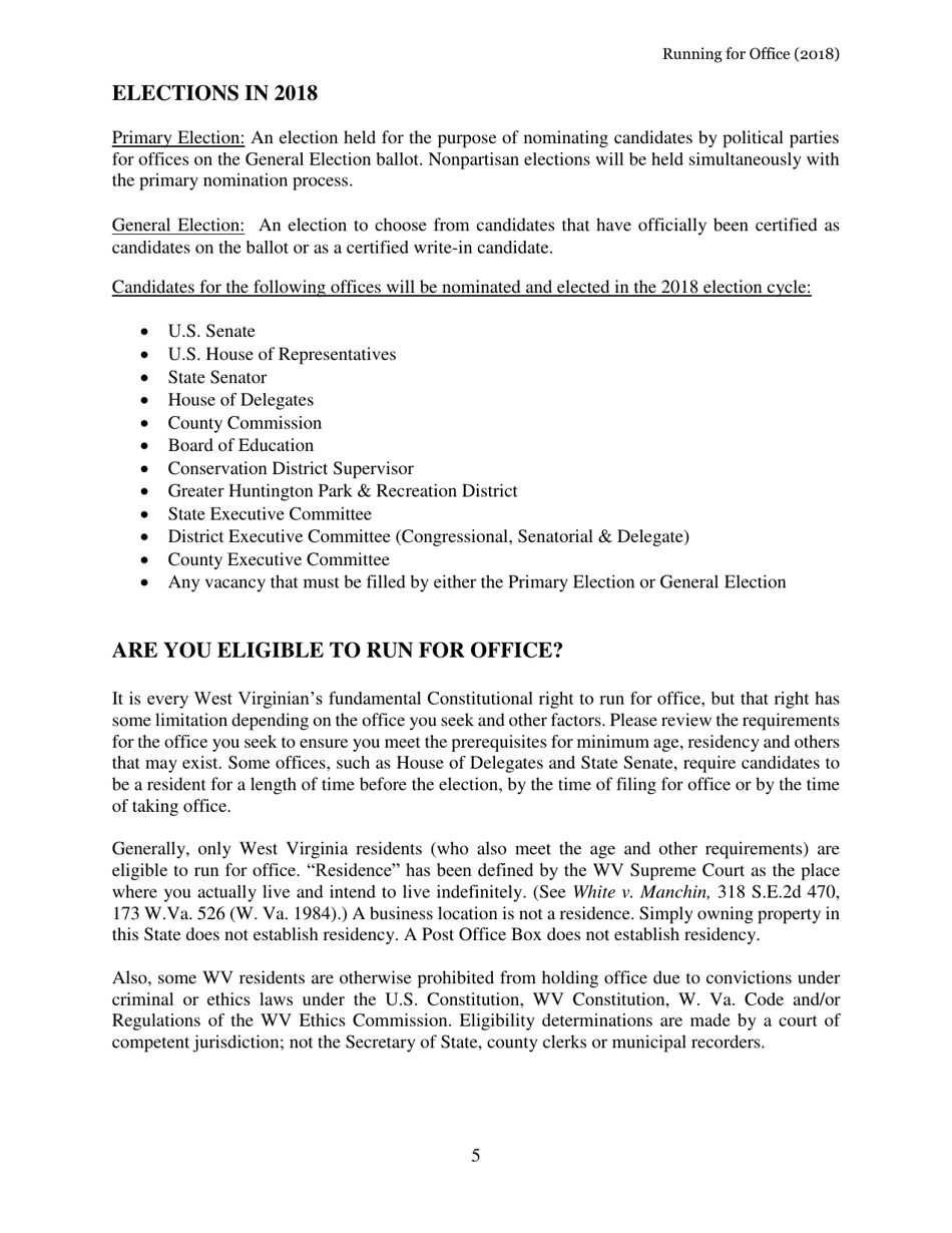 Running for Office in West Virginia - West Virginia, Page 6