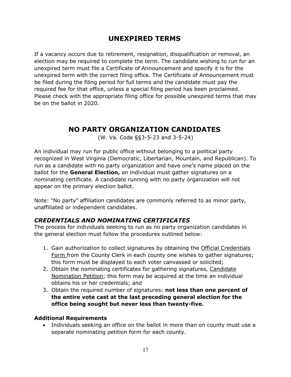 Running for Office in West Virginia - West Virginia, Page 18