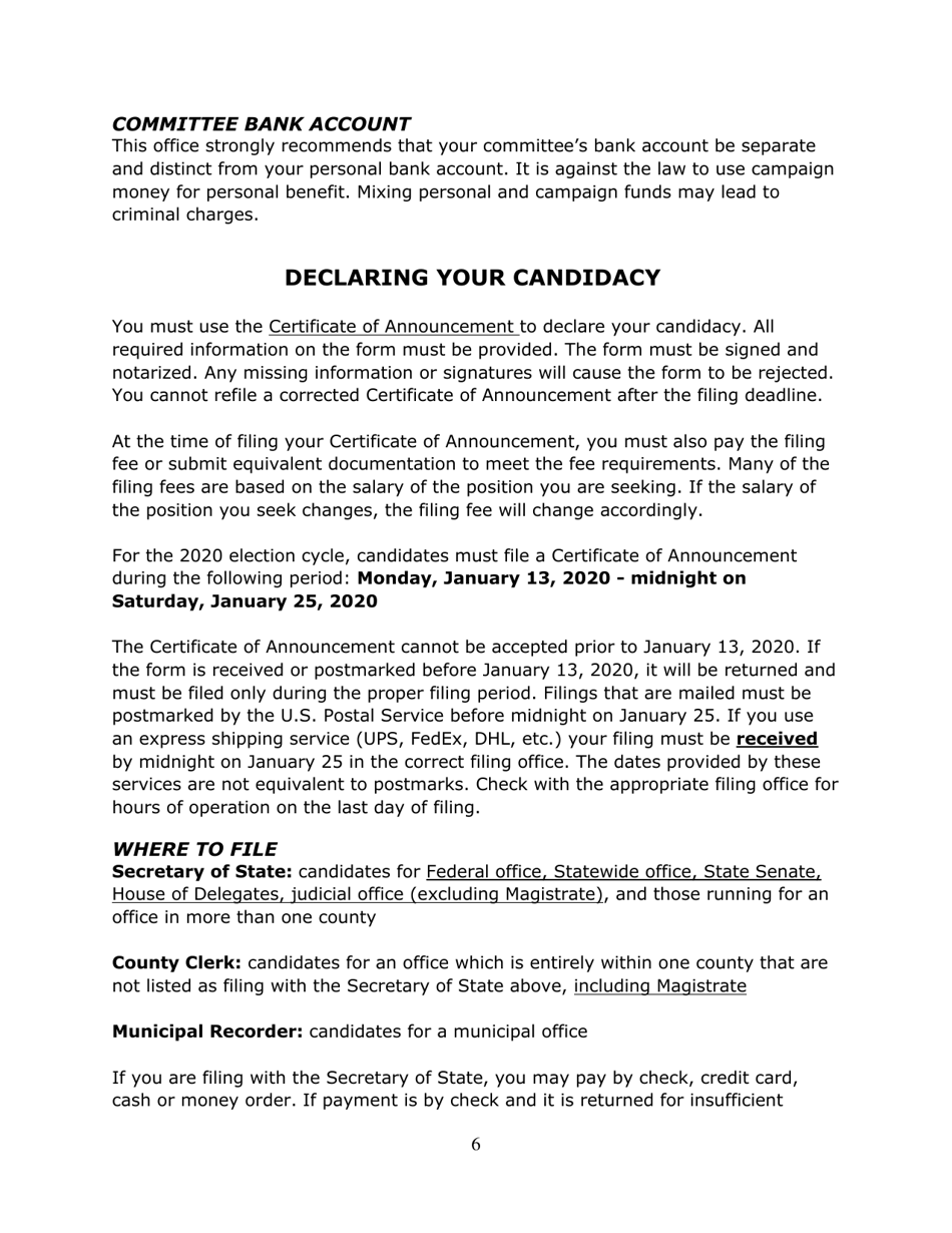 Running for Office in West Virginia - West Virginia, Page 7