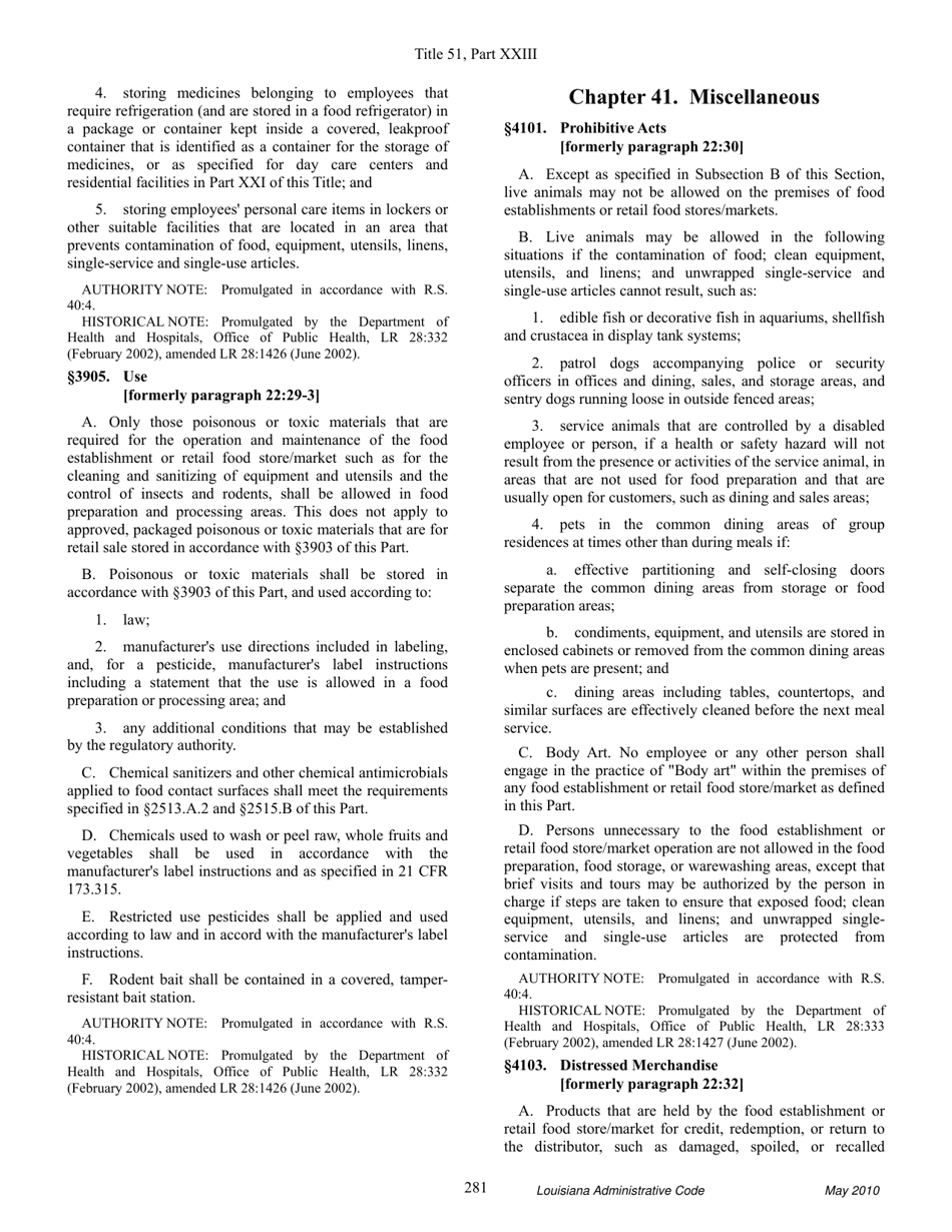 Title 51 - Public Health - Sanitary Code - Part Xxiii. Retail Food Establishments - Louisiana, Page 27