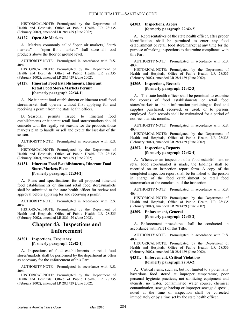 Title 51 - Public Health - Sanitary Code - Part Xxiii. Retail Food Establishments - Louisiana, Page 30