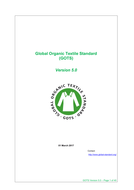 Global Organic Textile Standard - Version 5.0 Preview