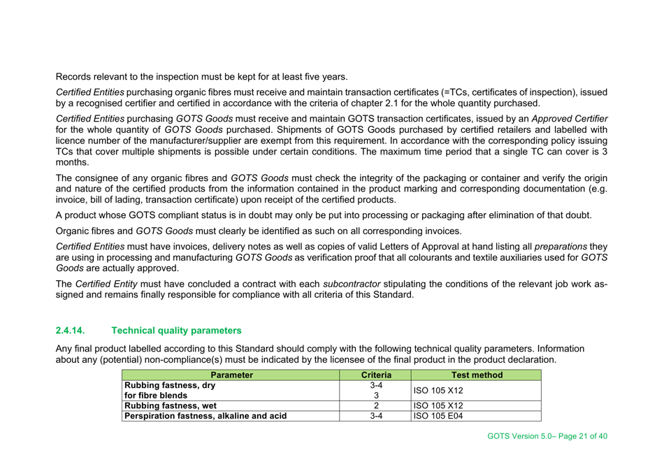 Global Organic Textile Standard - Version 5.0, Page 21