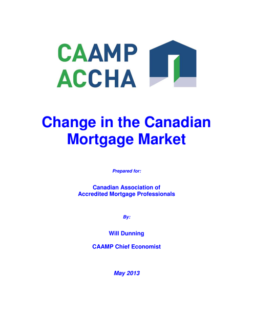 Change in the Canadian Mortgage Market - Caamp
