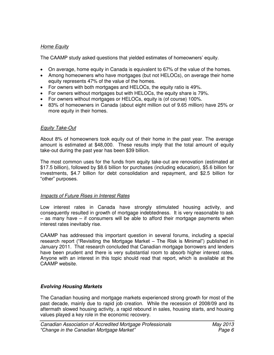 Change in the Canadian Mortgage Market - Caamp, Page 7