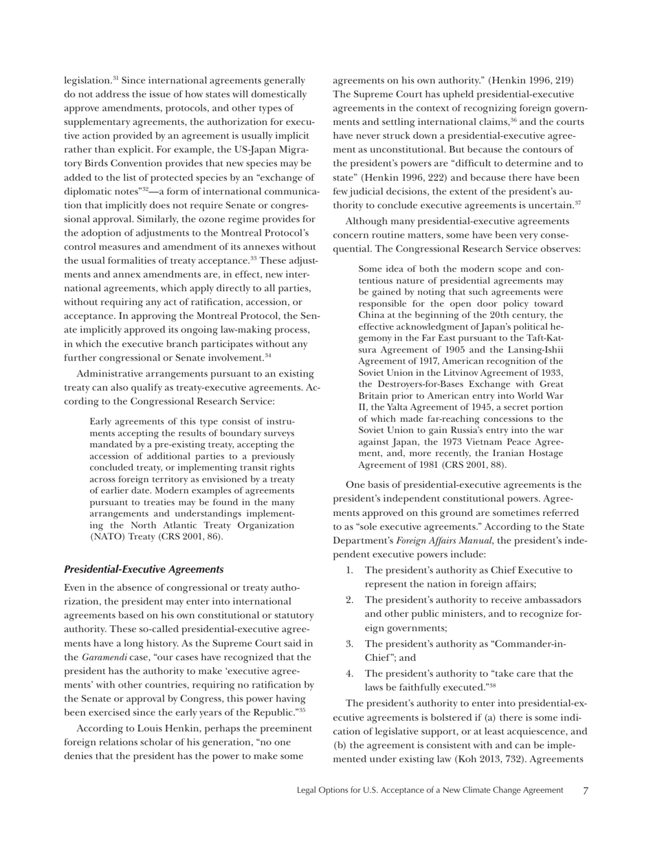 Legal Options for U.S. Acceptance of a New Climate Change Agreement - Center for Climate and Energy Solutions, Page 15