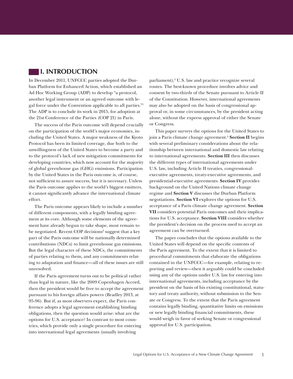 Legal Options for U.S. Acceptance of a New Climate Change Agreement - Center for Climate and Energy Solutions, Page 9