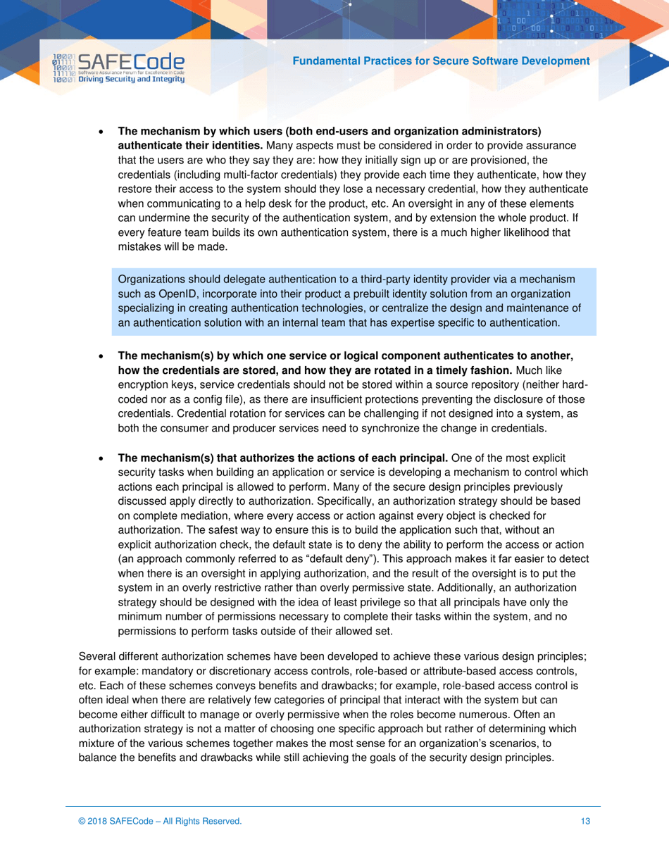 Fundamental Practices for Secure Software Development - Safecode, Page 13