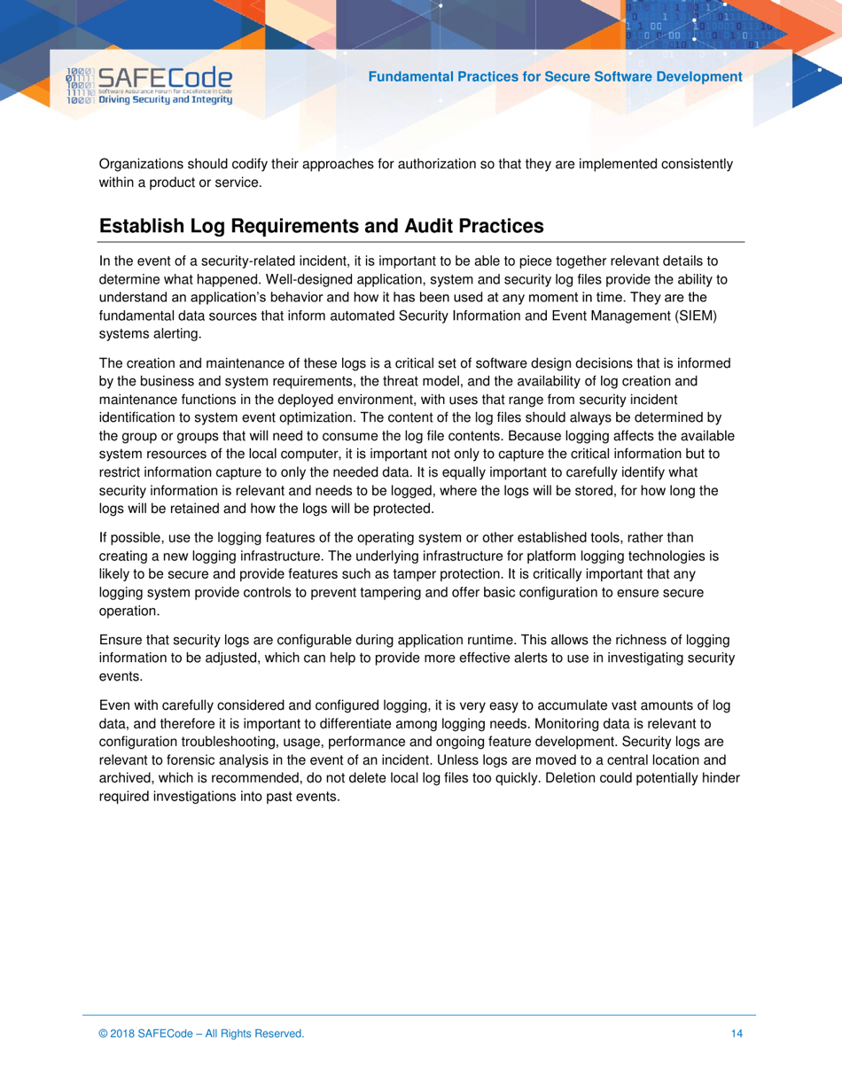Fundamental Practices for Secure Software Development - Safecode, Page 14