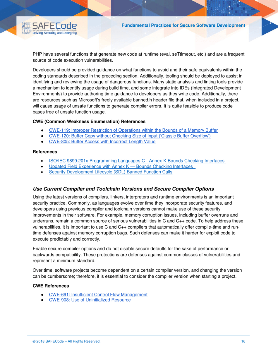 Fundamental Practices for Secure Software Development - Safecode, Page 16