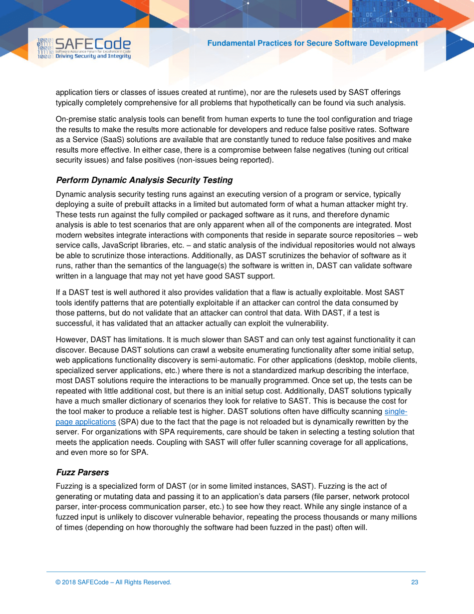 Fundamental Practices for Secure Software Development - Safecode, Page 23
