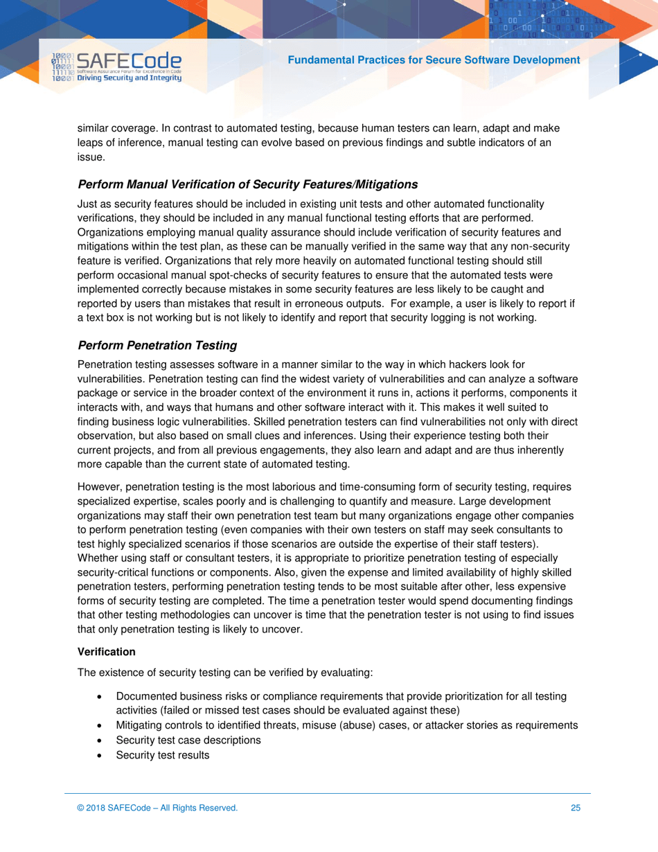 Fundamental Practices for Secure Software Development - Safecode, Page 25