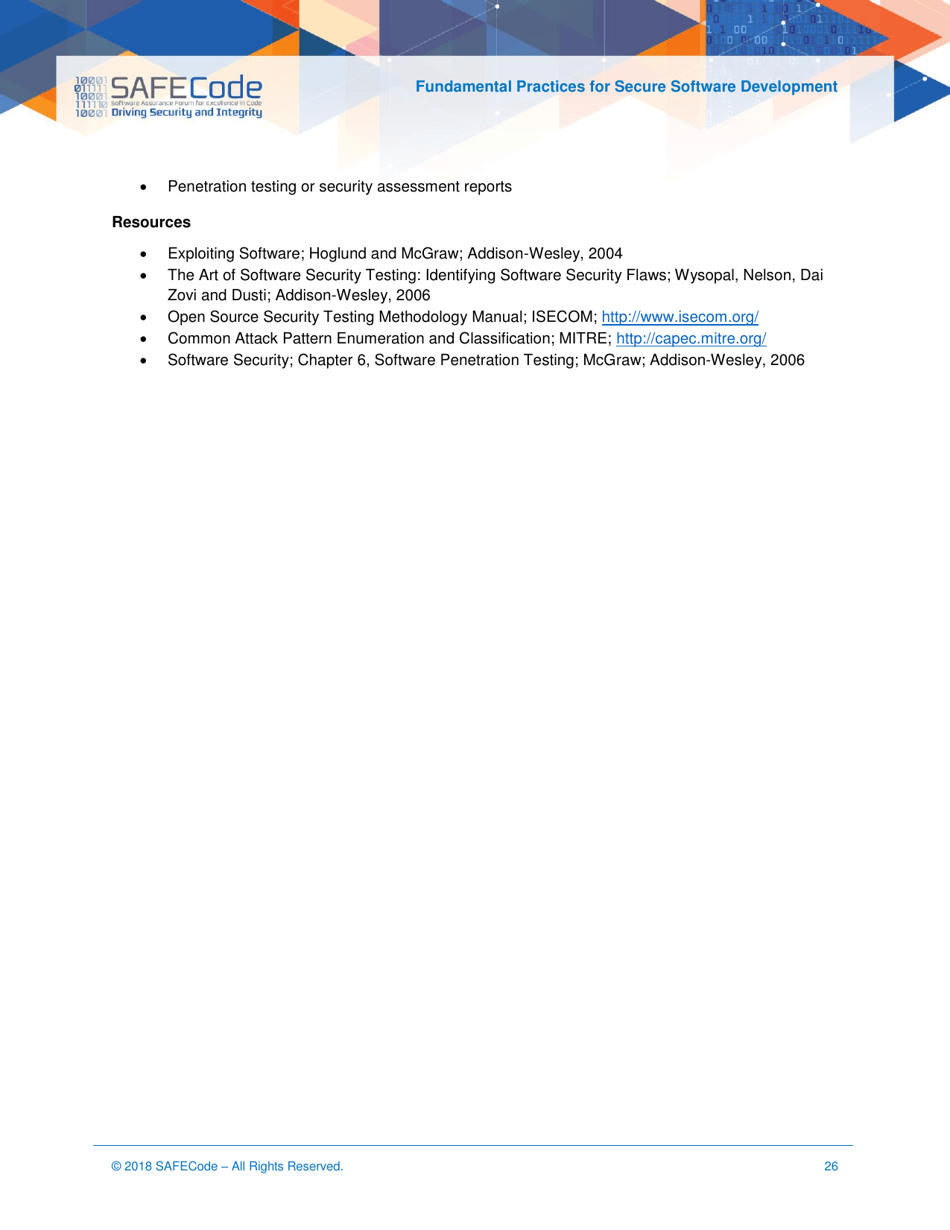 Fundamental Practices for Secure Software Development - Safecode, Page 26