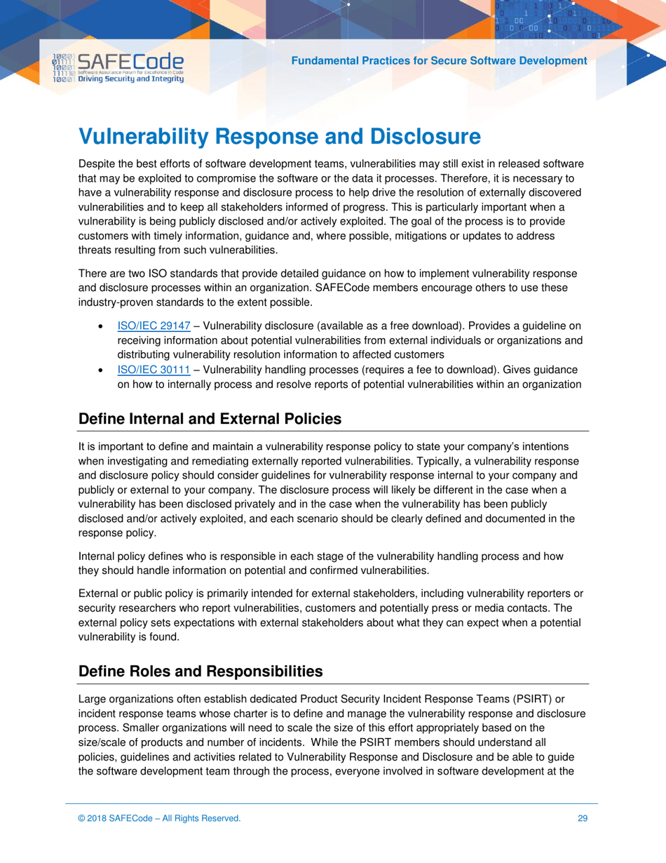 Fundamental Practices for Secure Software Development - Safecode, Page 29