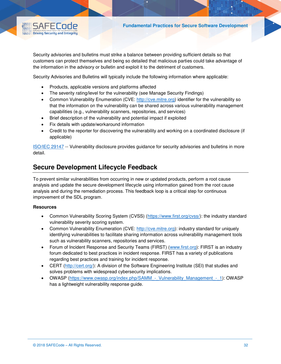 Fundamental Practices for Secure Software Development - Safecode, Page 32