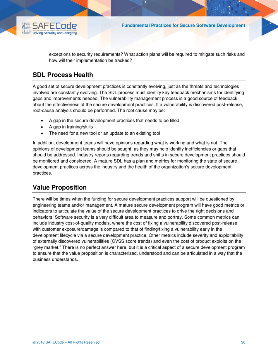 Fundamental Practices for Secure Software Development - Safecode, Page 36