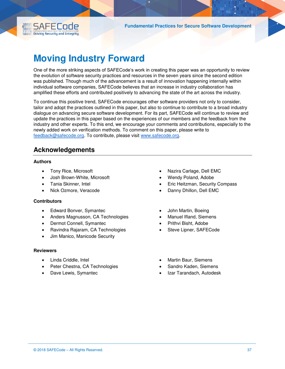 Fundamental Practices for Secure Software Development - Safecode, Page 37
