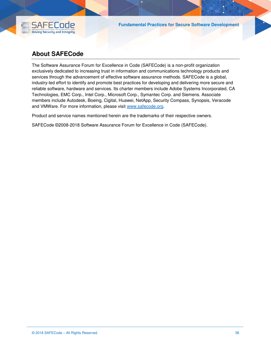 Fundamental Practices for Secure Software Development - Safecode, Page 38