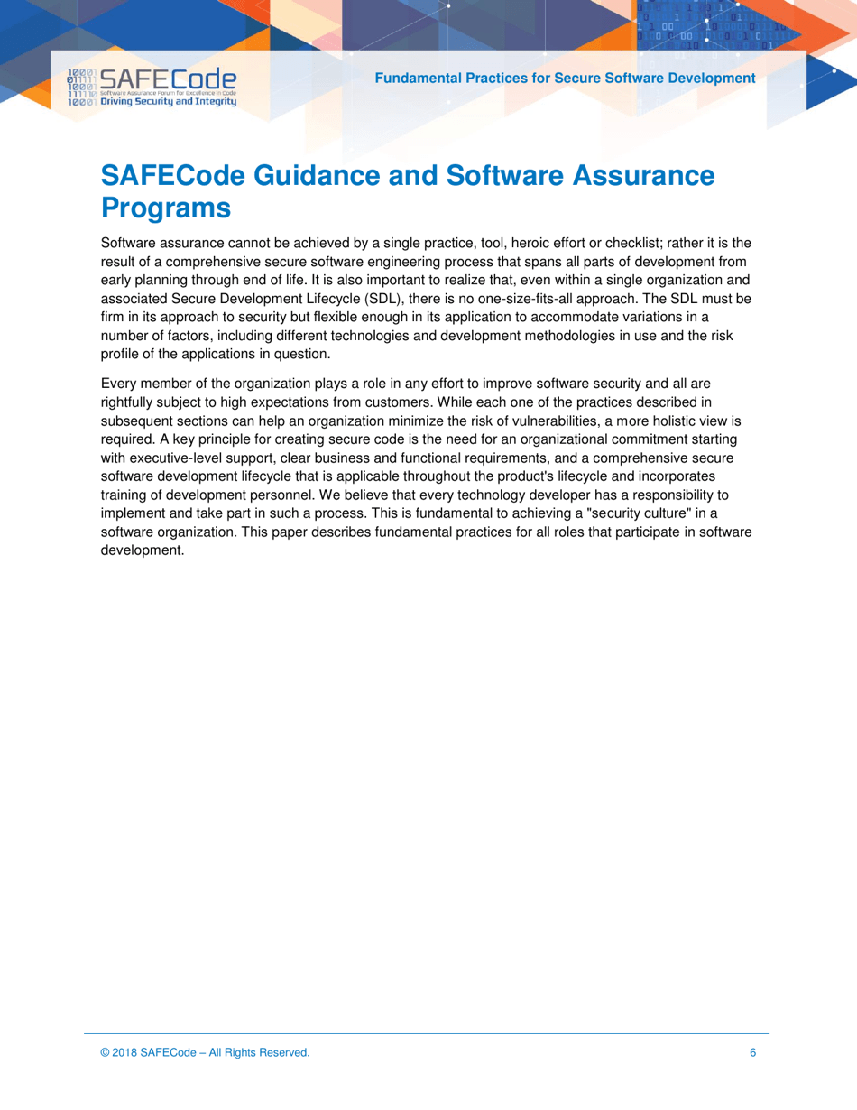 Fundamental Practices for Secure Software Development - Safecode, Page 6