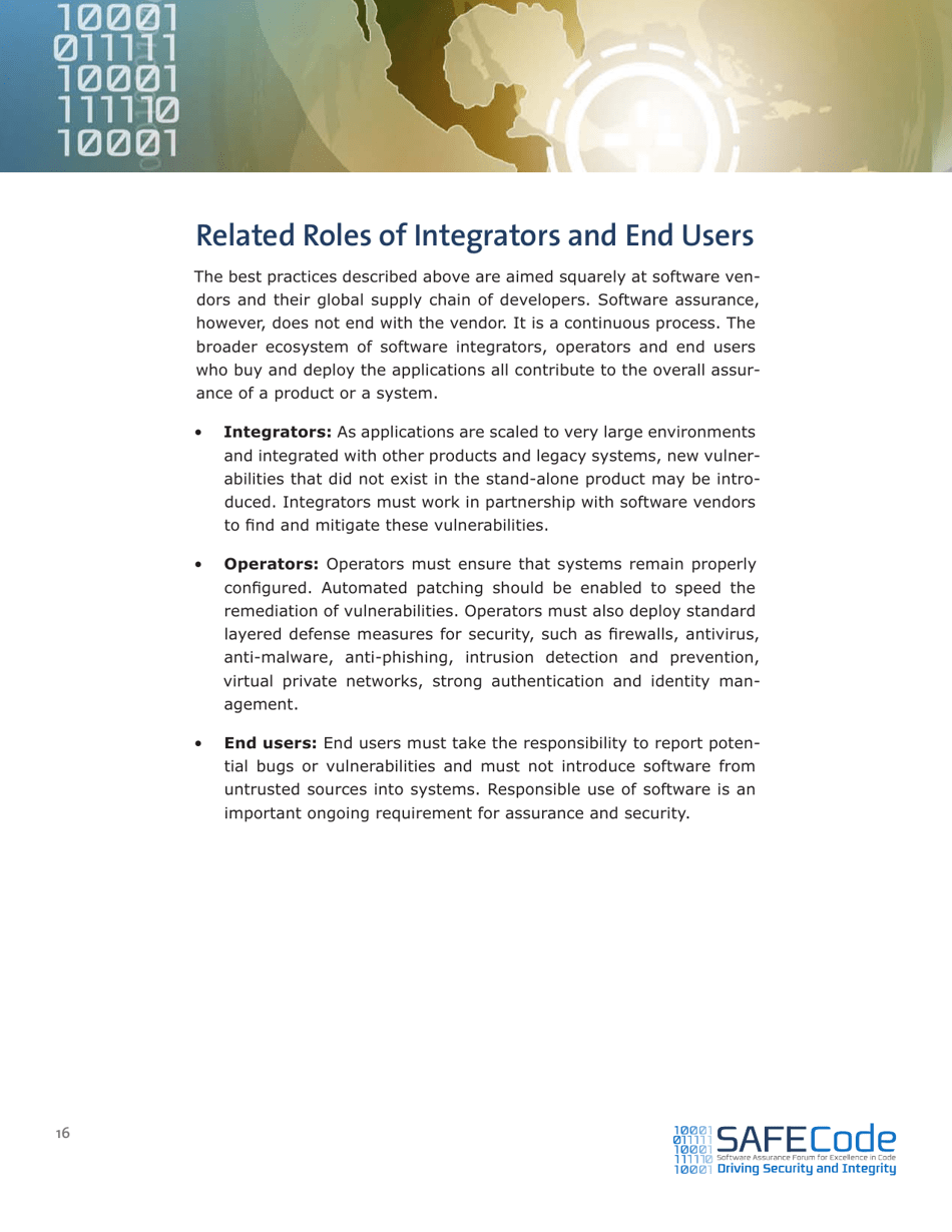 Software Assurance: an Overview of Current Industry Best Practices - Safecode, Page 16