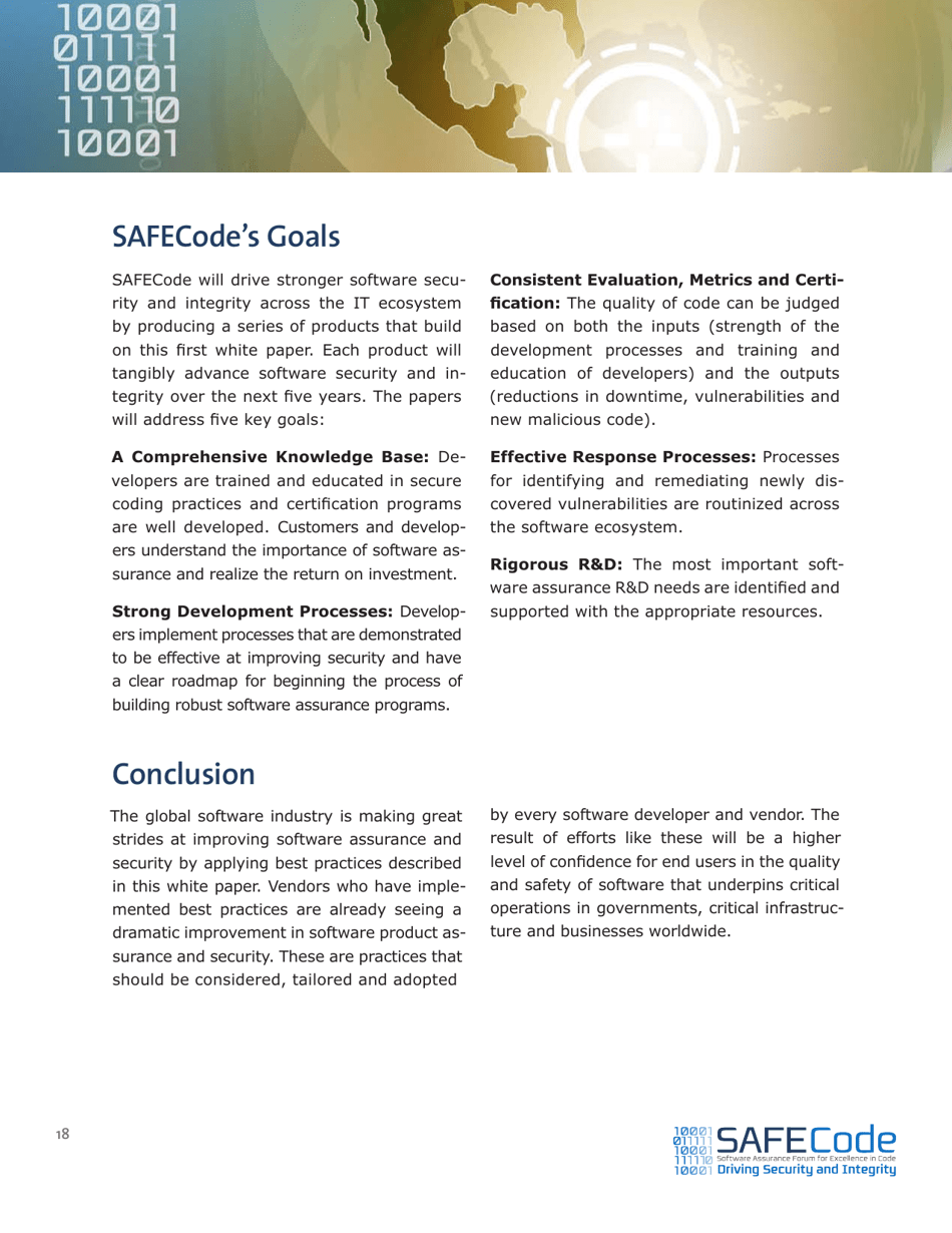 Software Assurance: an Overview of Current Industry Best Practices - Safecode, Page 18