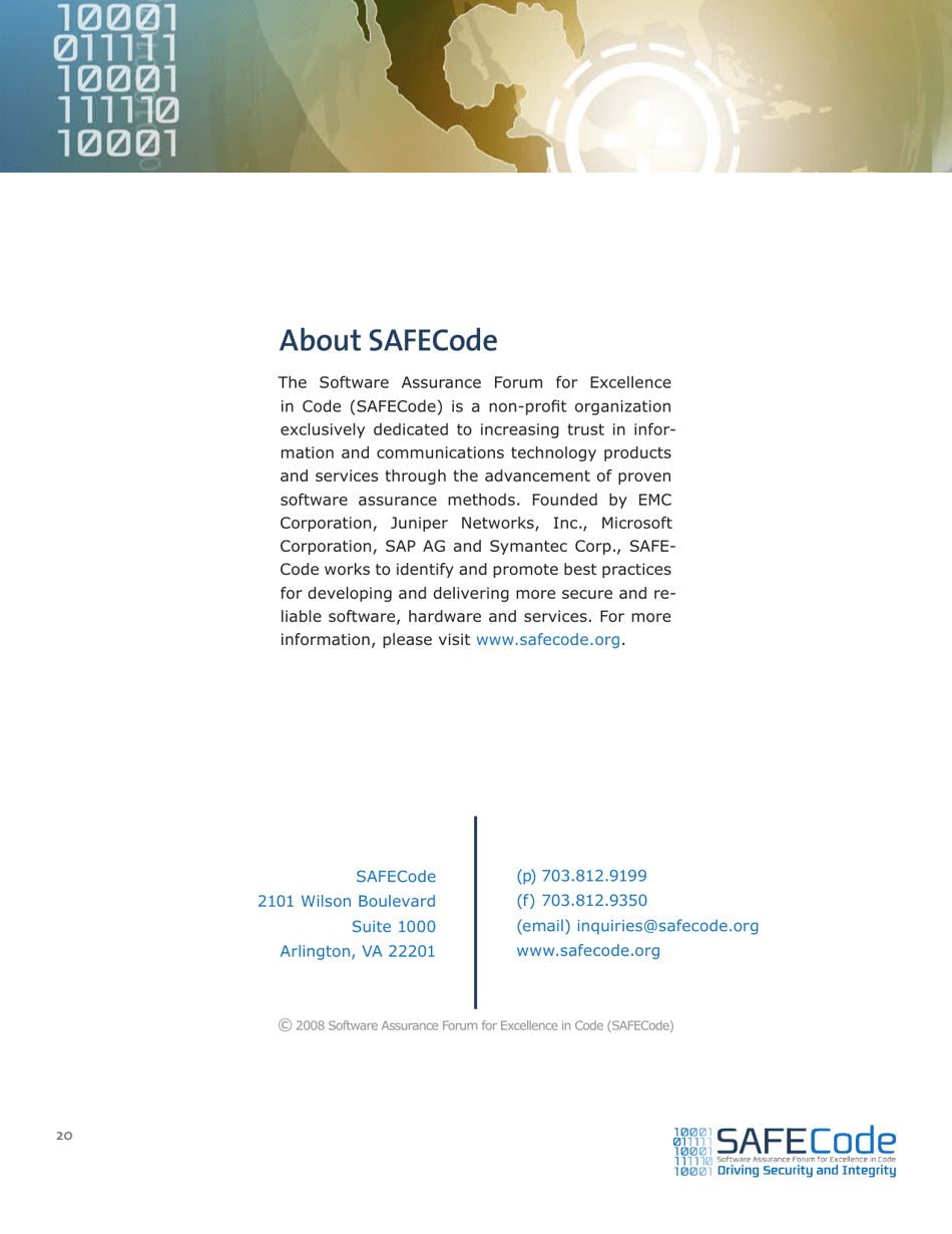 Software Assurance: an Overview of Current Industry Best Practices - Safecode, Page 20