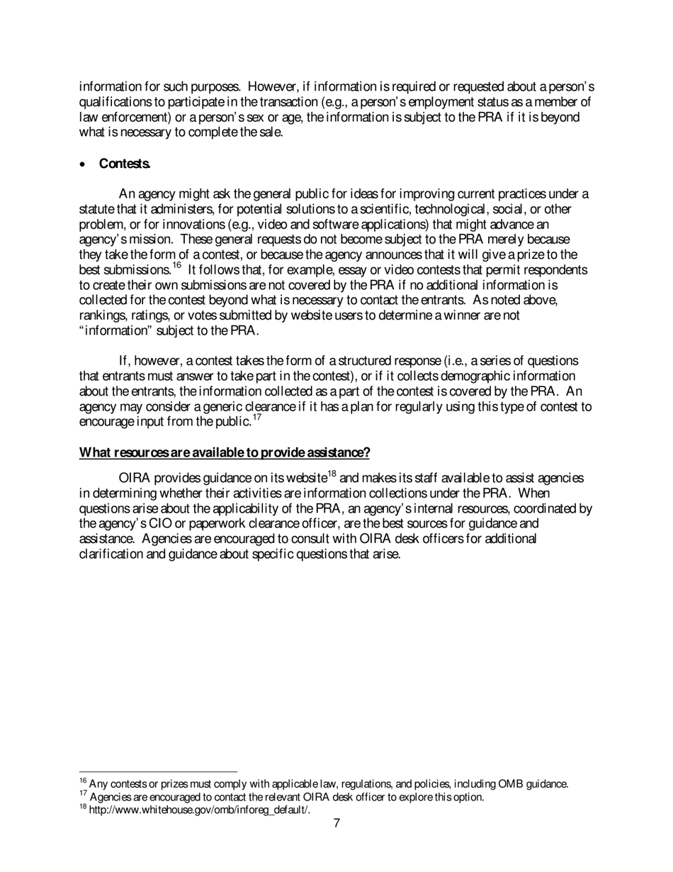 Memorandum for the Heads of Executive Departments and Agencies, and Independent Regulatory Agencies (Social Media, Web-Based Interactive Technologies, and the Paperwork Reduction Act ), Page 7