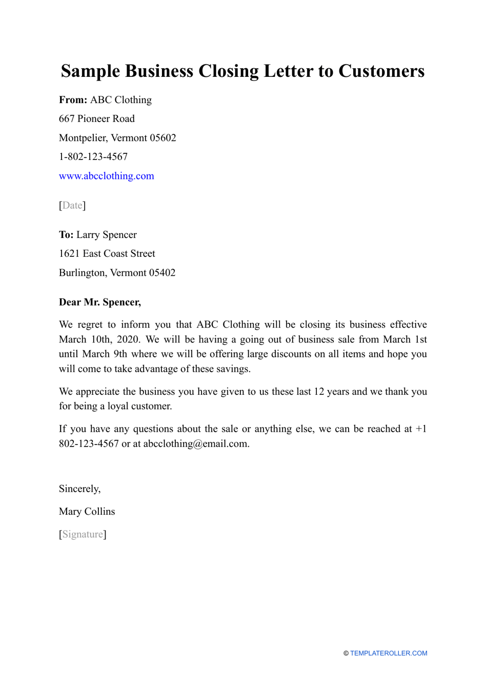 Sample Closure Letter For Business In Bir - Sample Letter Of Business