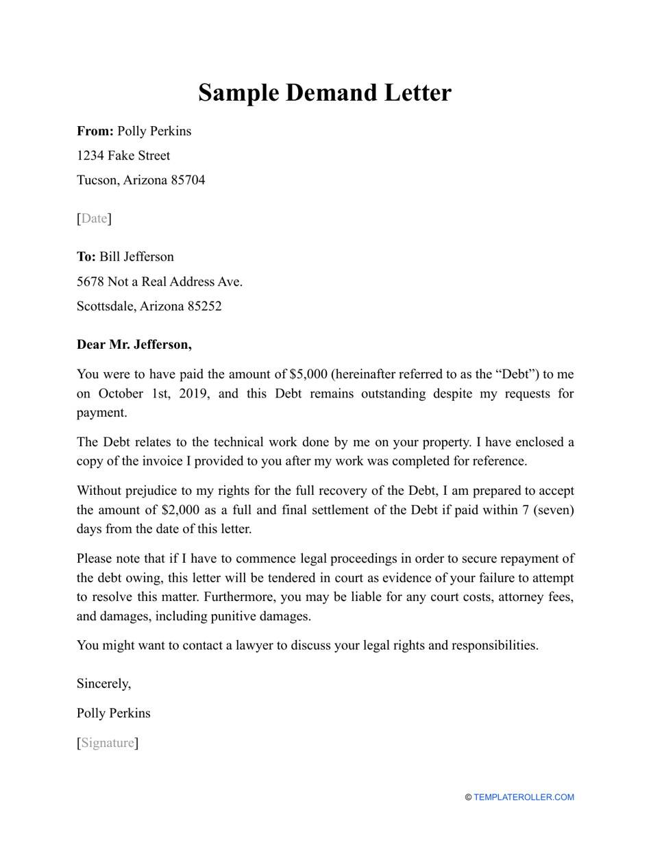 Sample Demand Letter, Page 1