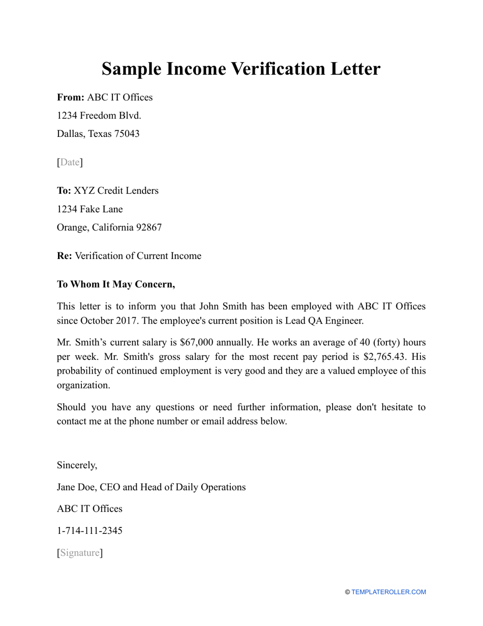 Download Employment Verification Letter Excel Template Exceldatapro 