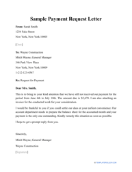 Document preview: Sample Payment Request Letter